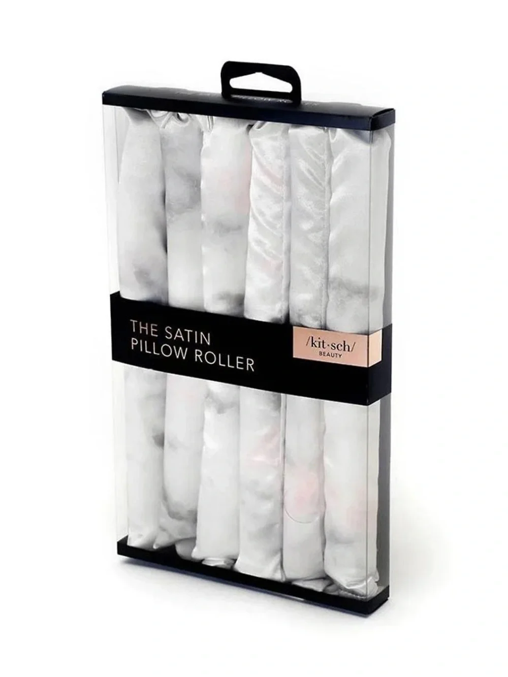 Kitsch Satin Pillow Rollers - White Marble Print
